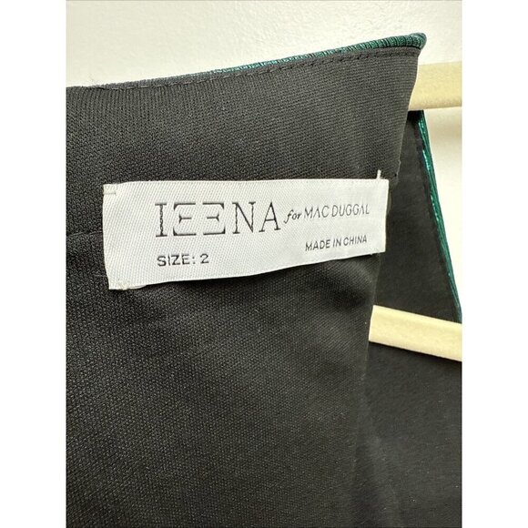 Mac Duggal Size 2 Green 27156 Cap Sleeve Deep V Neck High Slit Metallic Gown - Picture 16 of 16